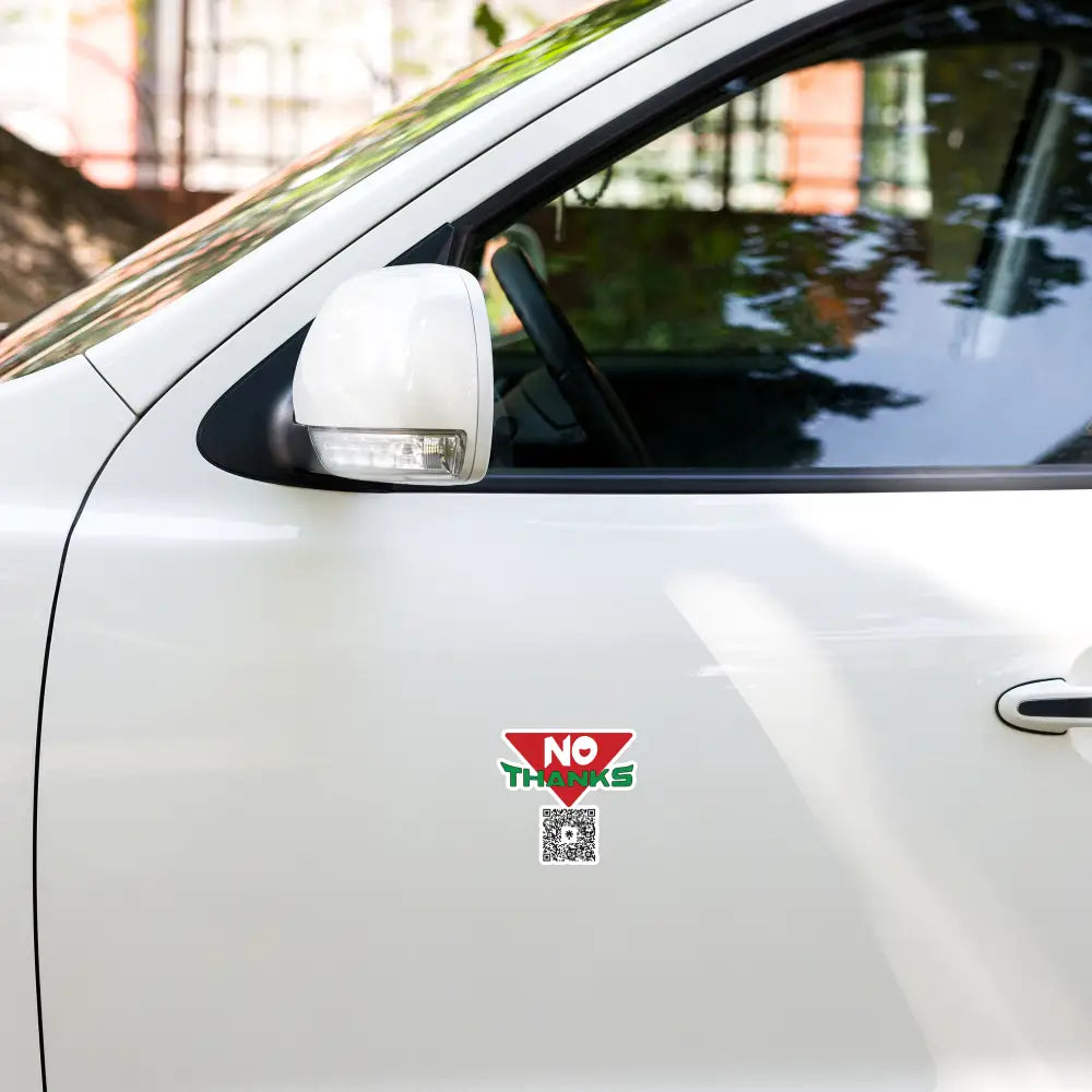 Bubble-free no thanks stickers