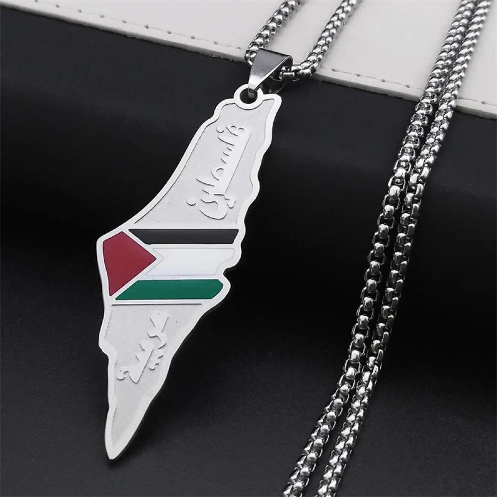 Palestine Map Pendant Necklaces For Men Women Stainless Steel Gold Color Palestinians Ethnic