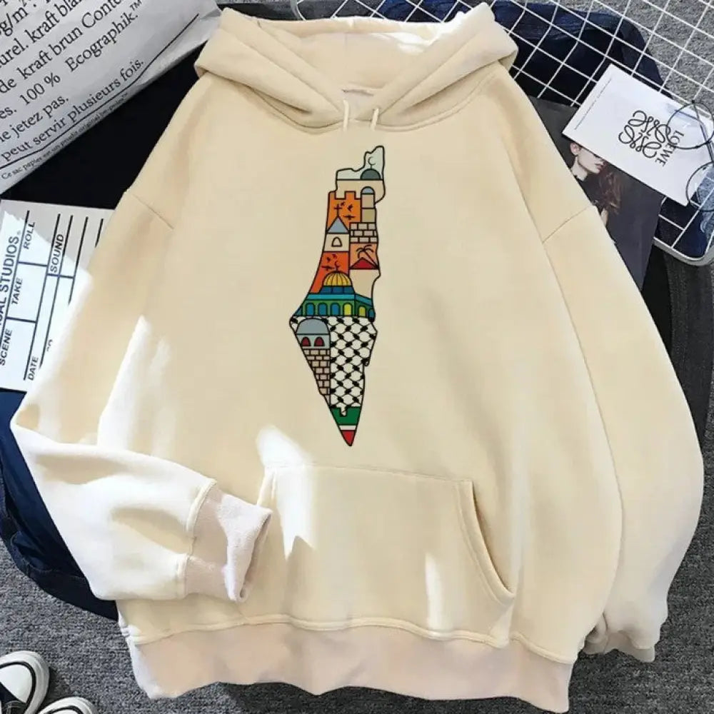 Palestine Hoodie Women Designer Graphic Female Kw11111 Khaki / L Clothes