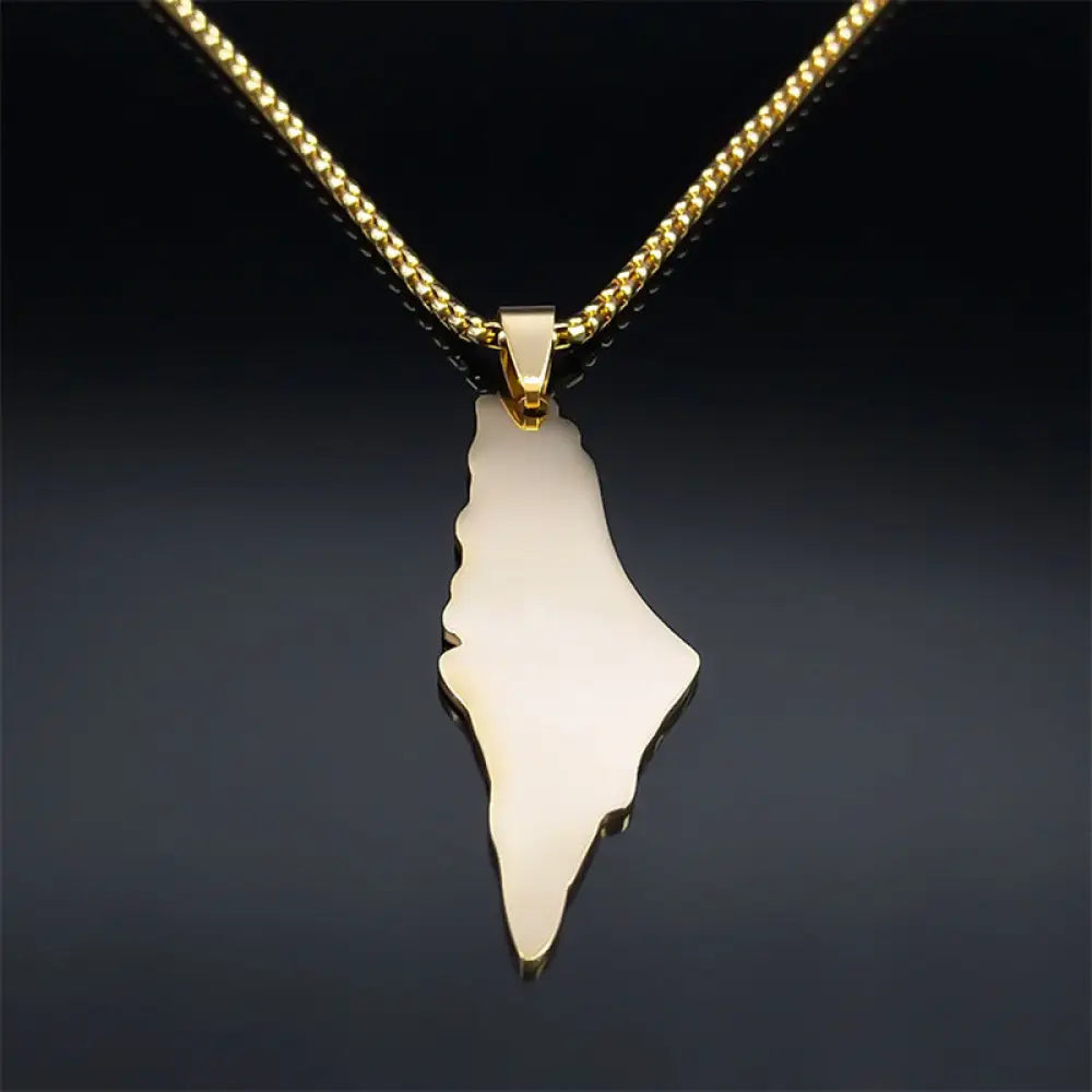 Palestine Map Pendant Necklaces For Men Women Stainless Steel Gold Color Palestinians Ethnic