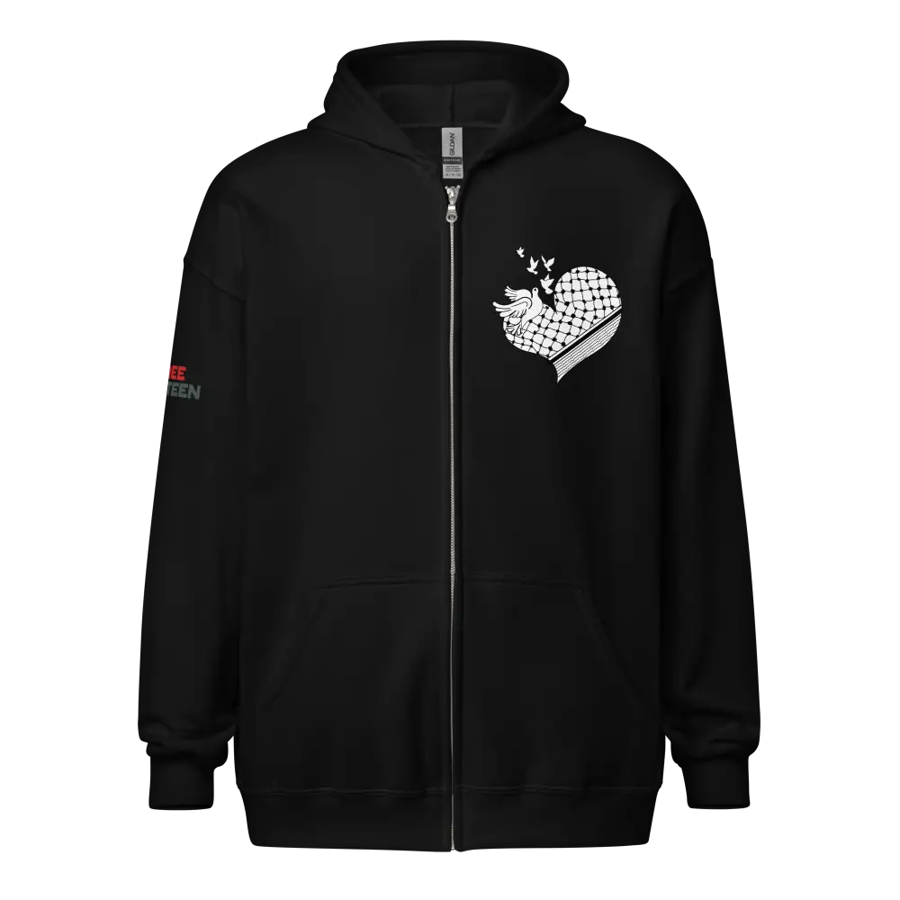 Unisex PALESTINE HEART heavy blend zip hoodie