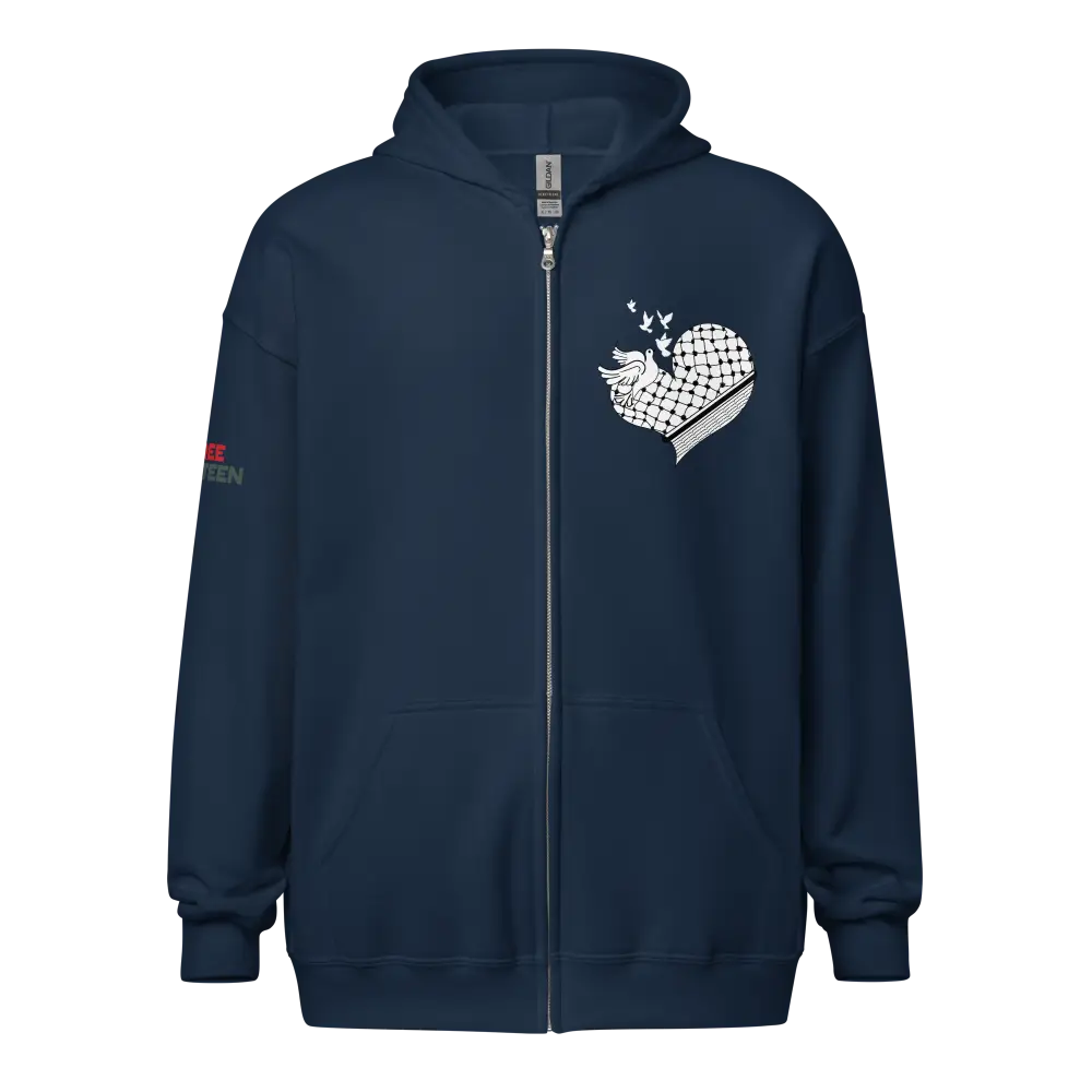 Unisex PALESTINE HEART heavy blend zip hoodie